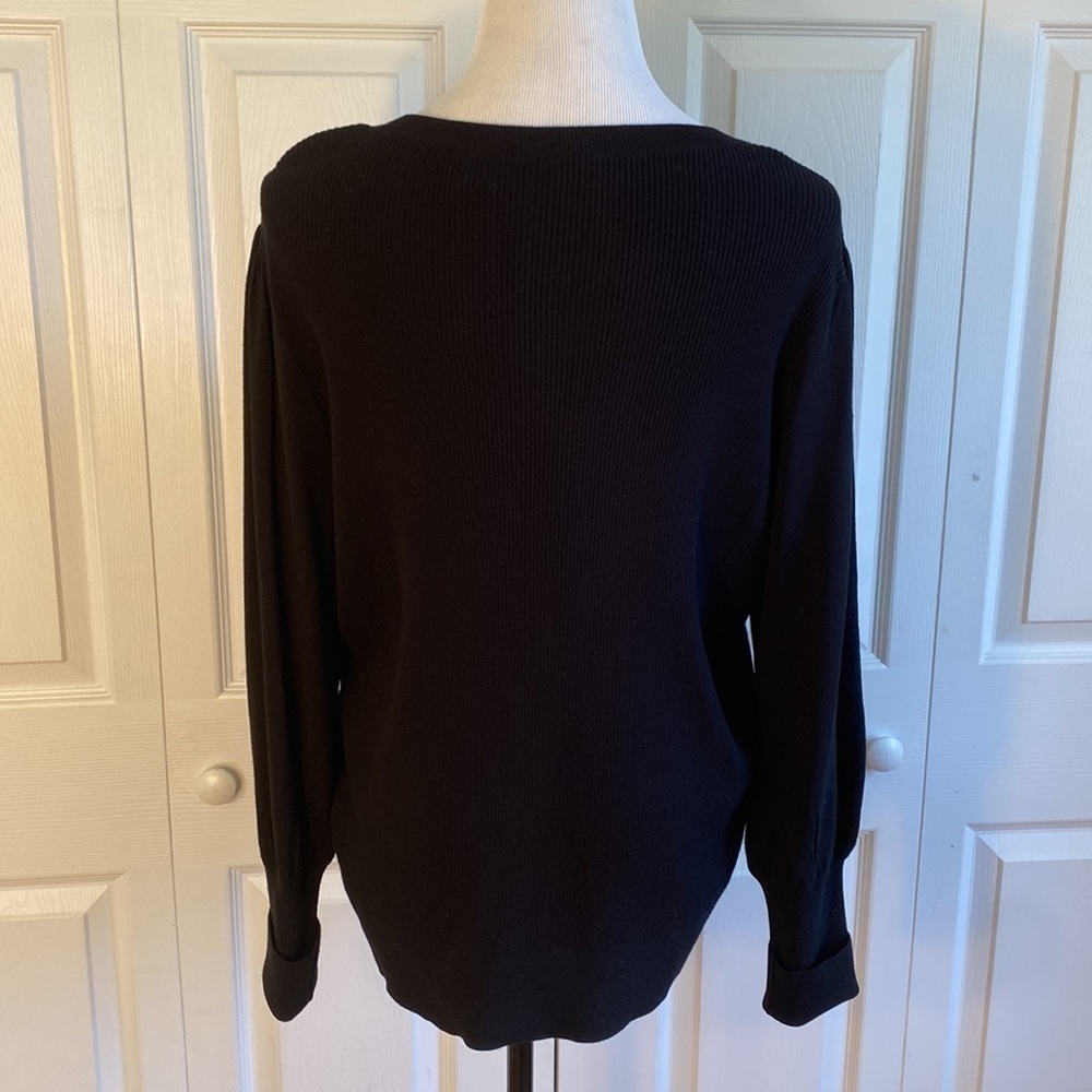 Halogen Puff Sleeve Sweater BLACK, Size Large NWT - Picture 6 of 12